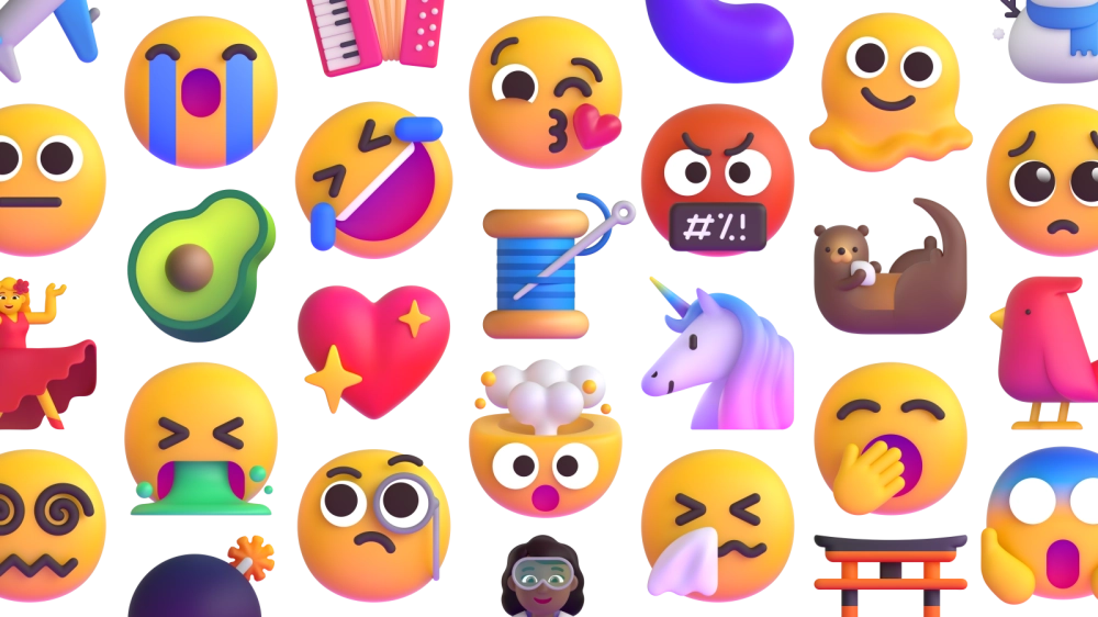 A variety of emoji (a few dozen in total) including faces, objects, food, and animals