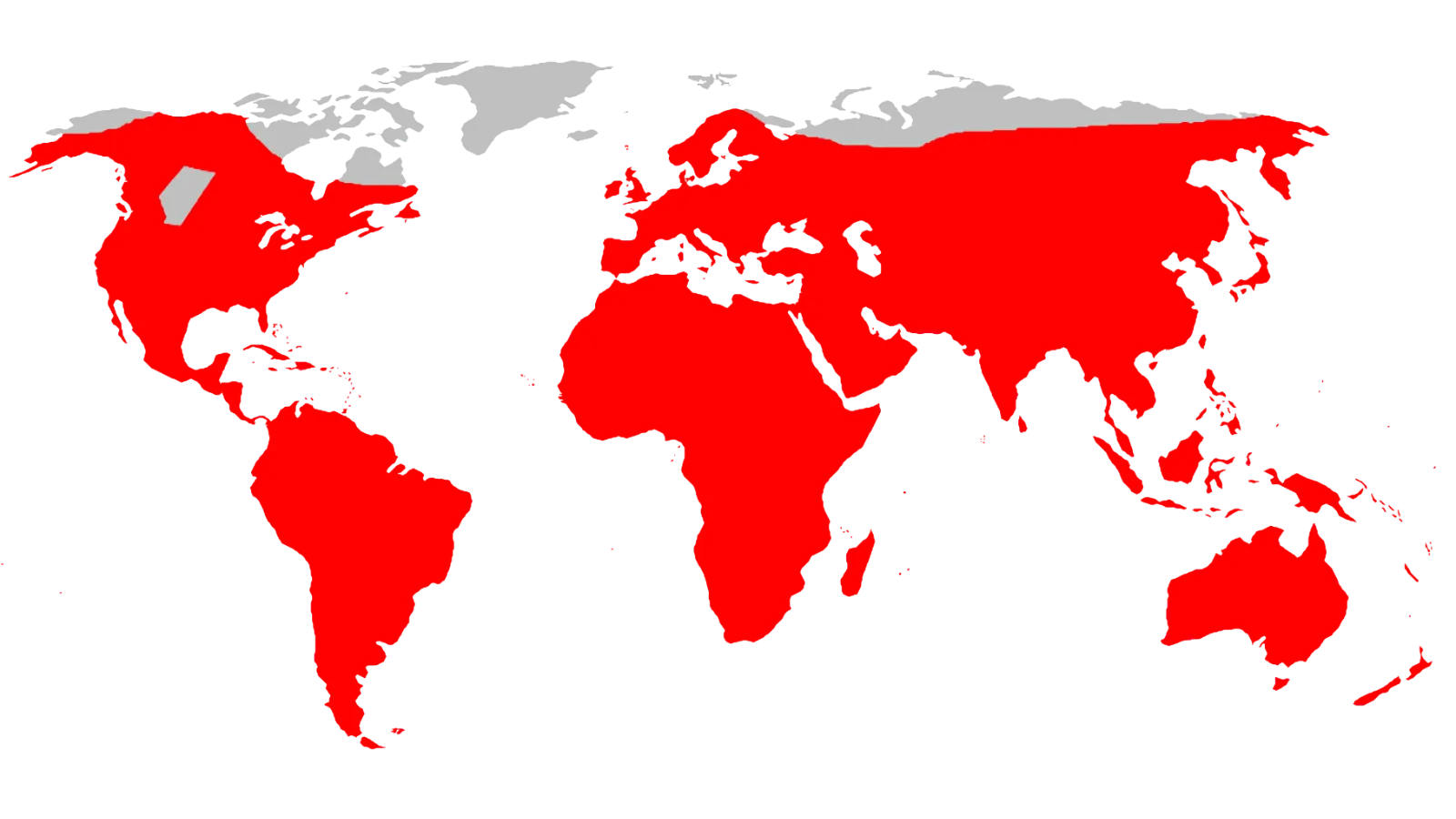 The highly-controversial map of the brown rat's habitat, highlighting almost the entire globe except for Alberta