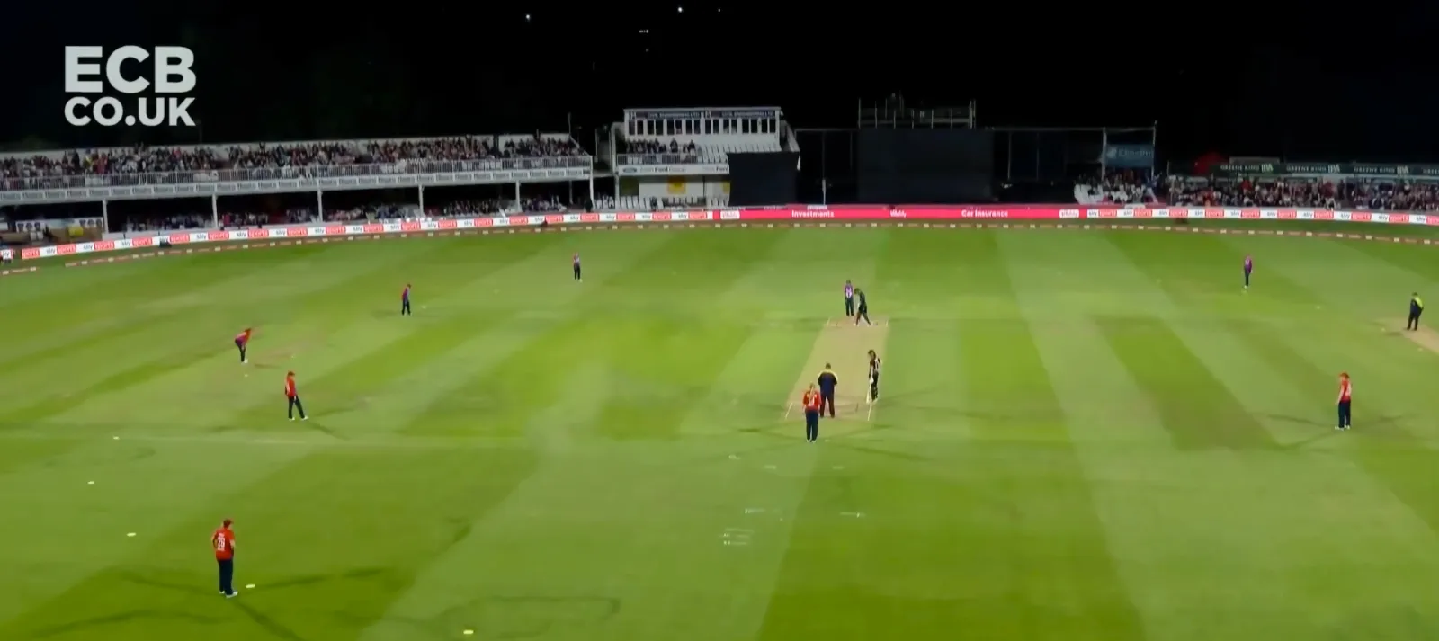 A wide angle of a cricket match in progress (English Cricket Board)