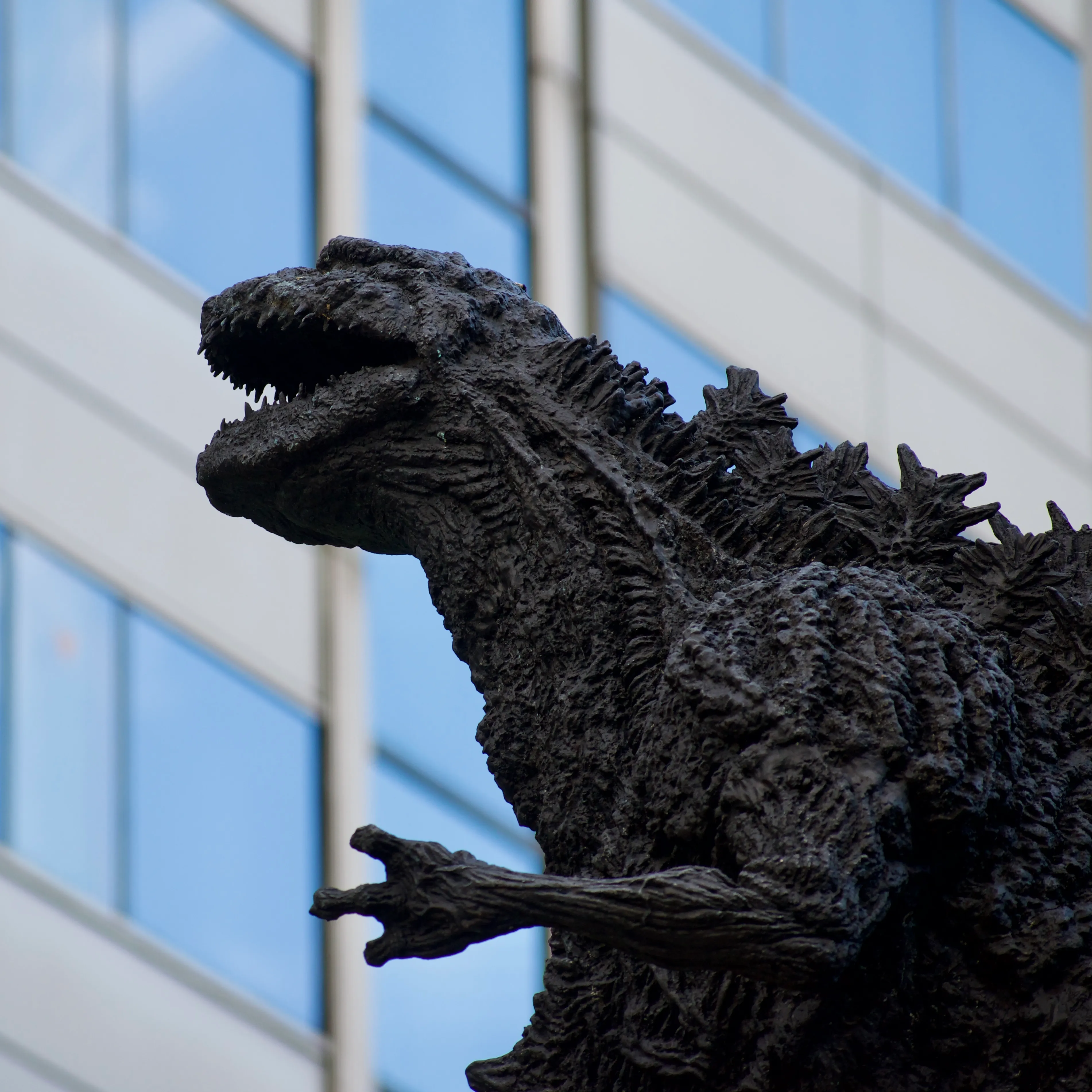 The statue of Godzilla outside Toho Cinemas Hibiya