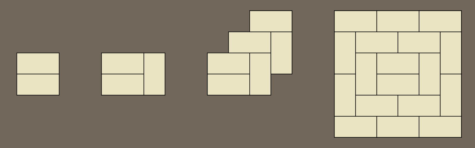 Two side-by-side tatami force the arrangement of an entire square.