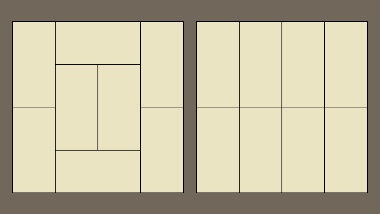 Two traditional tatami layouts.