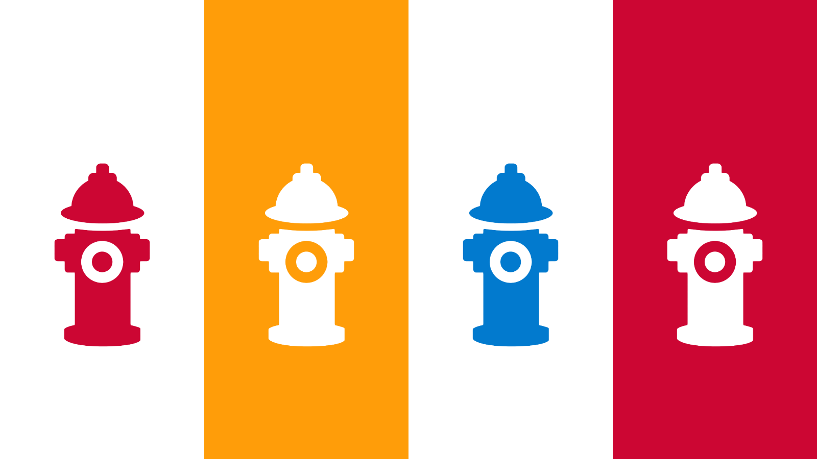 Vector art of fire hydrants of various colours.